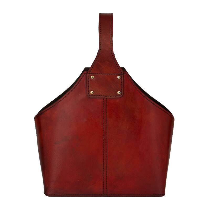 Leather 2 Bottle Wine Holder with Carrying Handle
