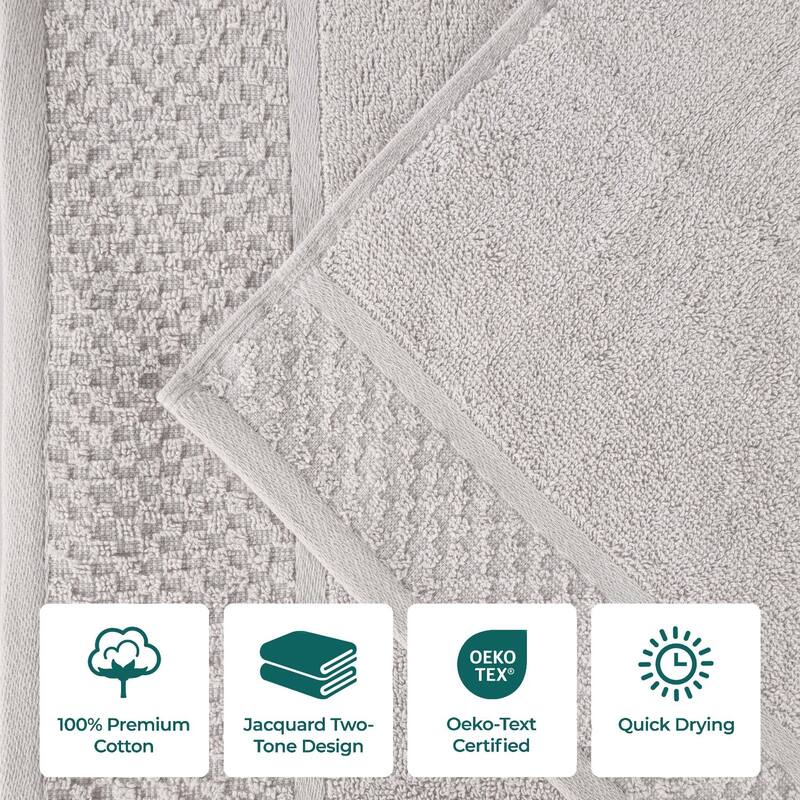 Superior Lodie Cotton Jacquard Solid and Two-Toned 8 Piece Towel Set