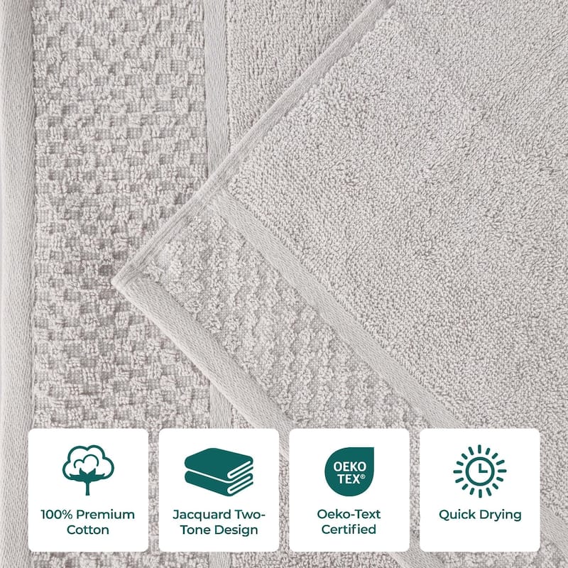 Superior Lodie Cotton Plush Absorbent Jacquard Solid 3 Piece Towel Set