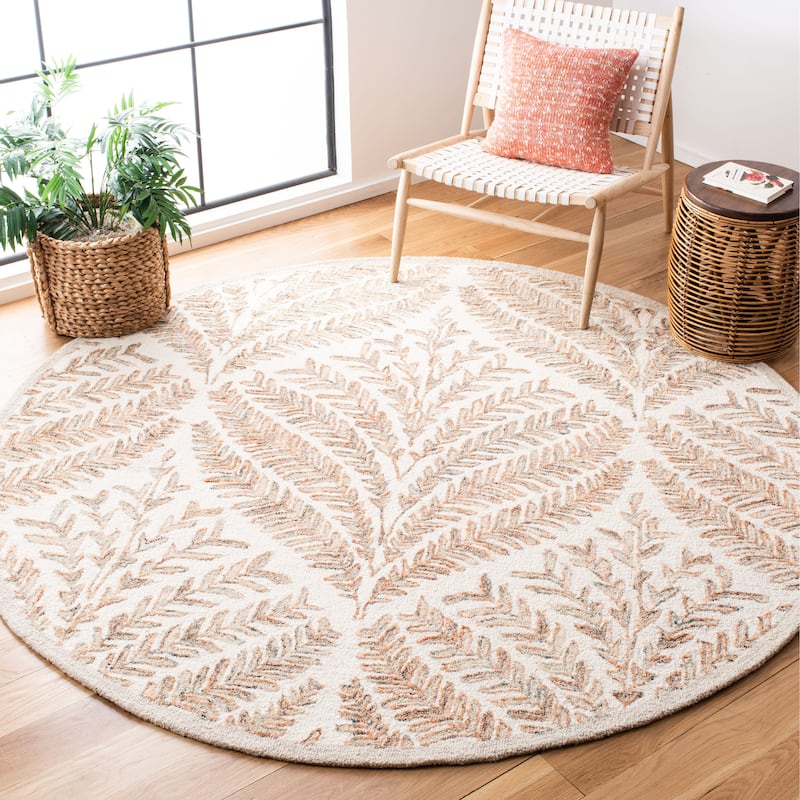 SAFAVIEH Handmade Capri Ilianka Wool Rug - 8' Round - Ivory/Brown