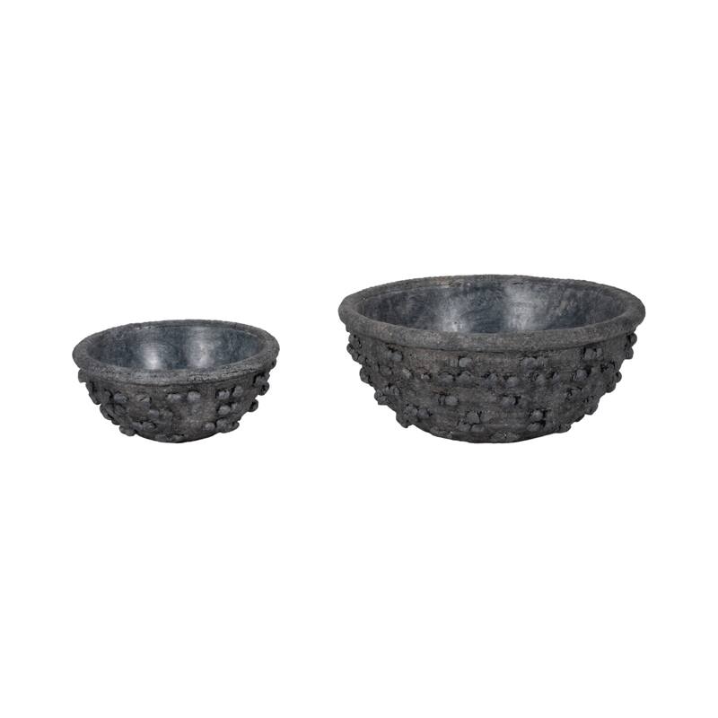 Terracotta Decorative Bowl with Tapered Shape-Set of 2, 12", 8", Black