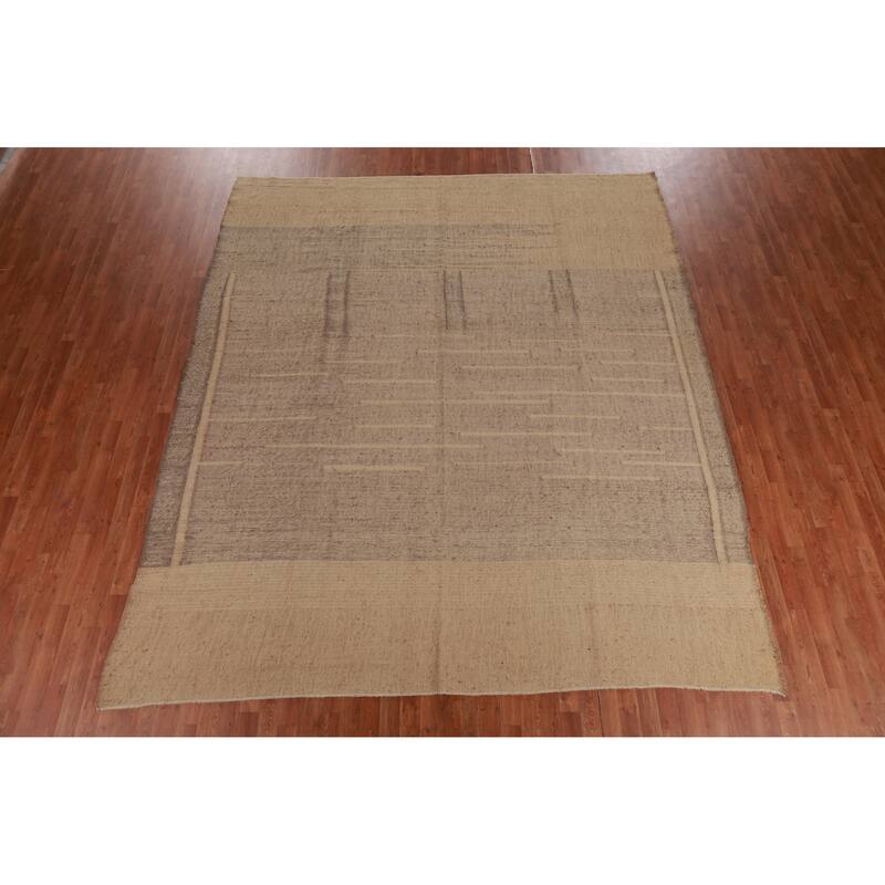 Hand Woven Oriental 100% Jute Carpet Southwestern Modern Brown Kilim Area Rug - 11' 2'' X 9' 6''