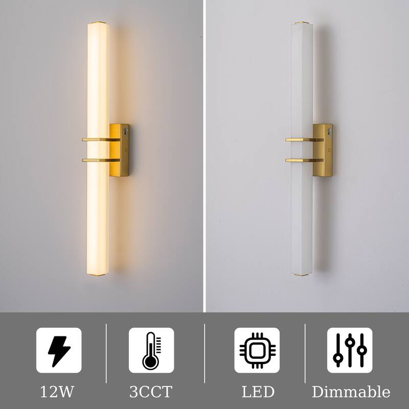 Mid-Century Modern LED Wall Sconce Bathroom Vanity Light with 3-CCT Selectable Light