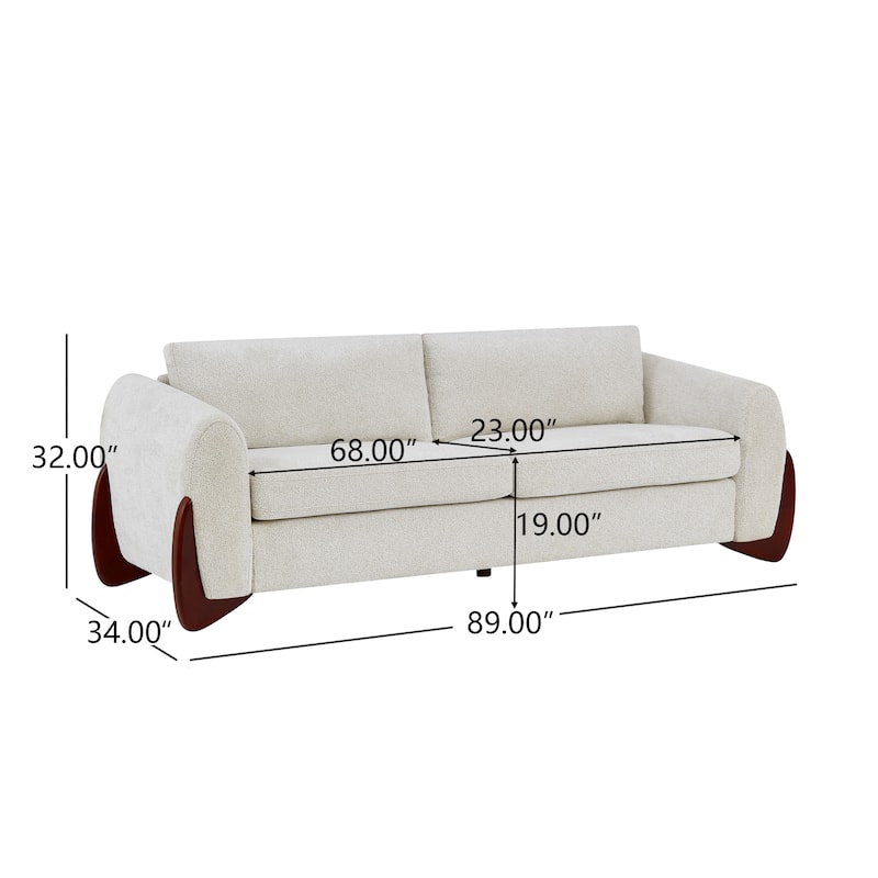 Christopher Knight Home - Hartly Modern Chenille Upholstered 3-Seater Sofa with Solid Wood Legs