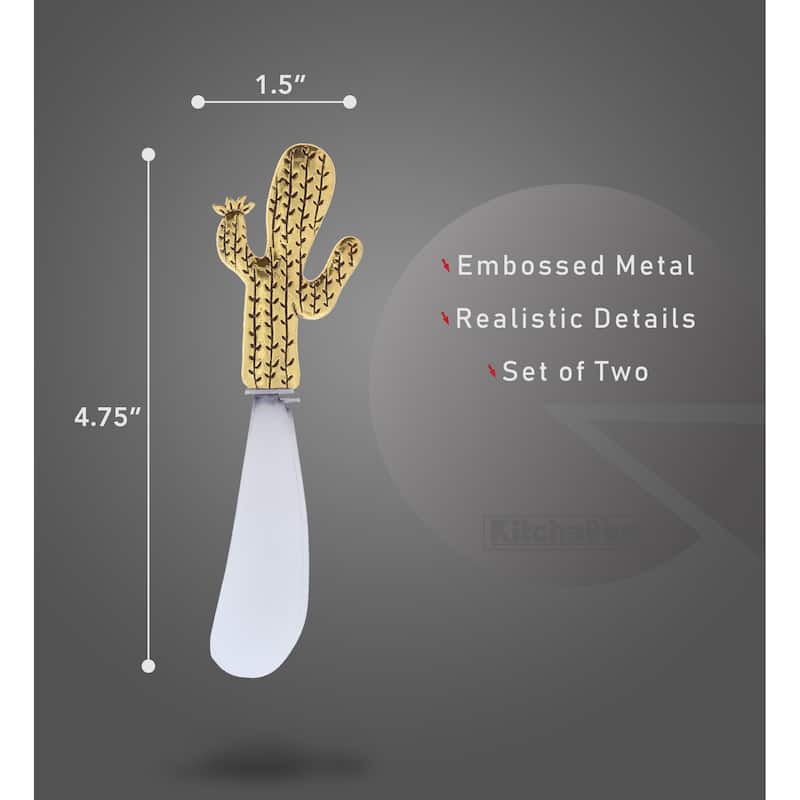 KitchaBon Gold Stainless Steel Cheese Spreader Set of 2 - Cactus