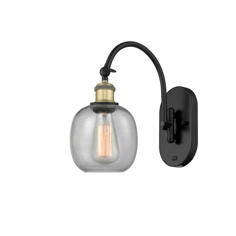 Innovations Lighting Ballston Belfast - 1 Light 6" Sconce - Arm Swivels Side To Side - Black Antique Brass/Seedy