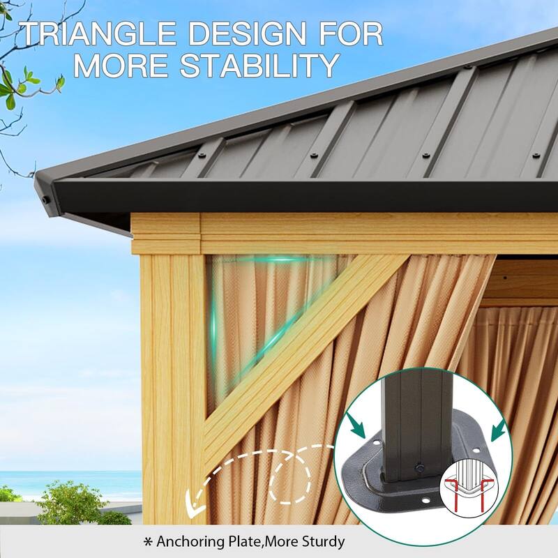 10X10FT,10X12FT,10X13FT,12X14FT,12X20FT Outdoor Galvanised Steel Hardtop Gazebo