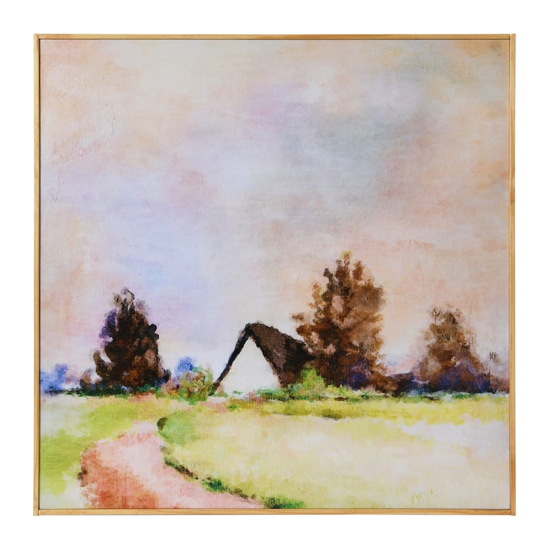 Landscape Print on Stretched Canvas and Wood Frame - Multi-Color - 31.5" L x 31.5" H