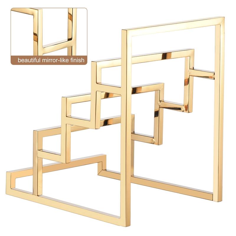 Clutch Purse Display Stand 4 Layer Wallet Display Rack Metal Clutch Riser - Gold