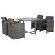 vidaXL 13 Piece Outdoor Dining Set Gray Poly Rattan - Thumbnail 0