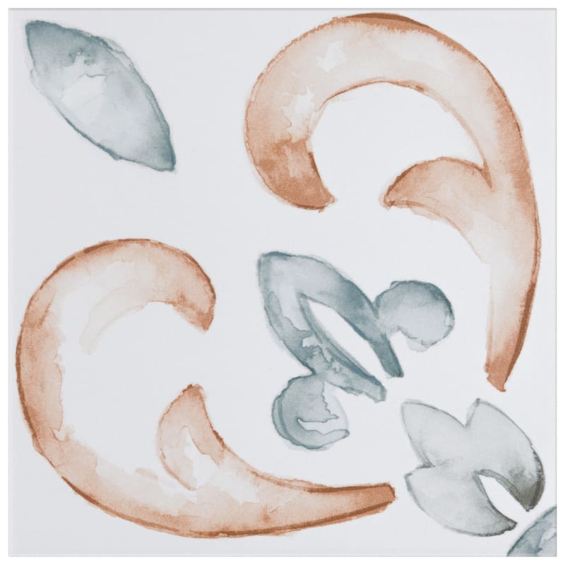 Merola Tile Saint Germain Chaud Deco Flore 5-3/4" x 5-3/4" Porcelain Floor and Wall Tile