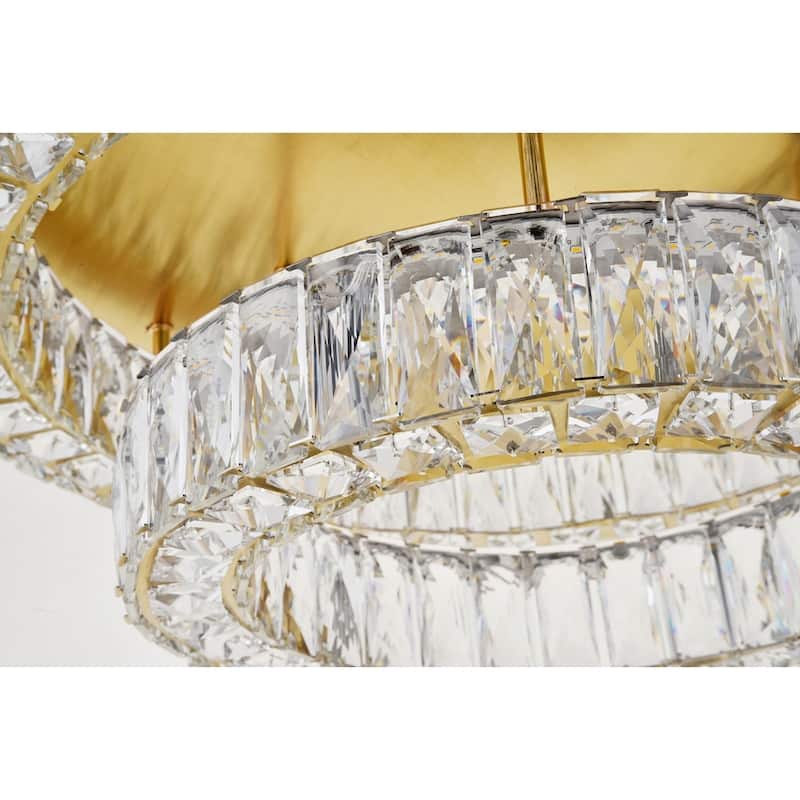 Madelyn LED light gold Flush Mount Clear Royal Cut Crystal - 25.6"W X 9.8"H