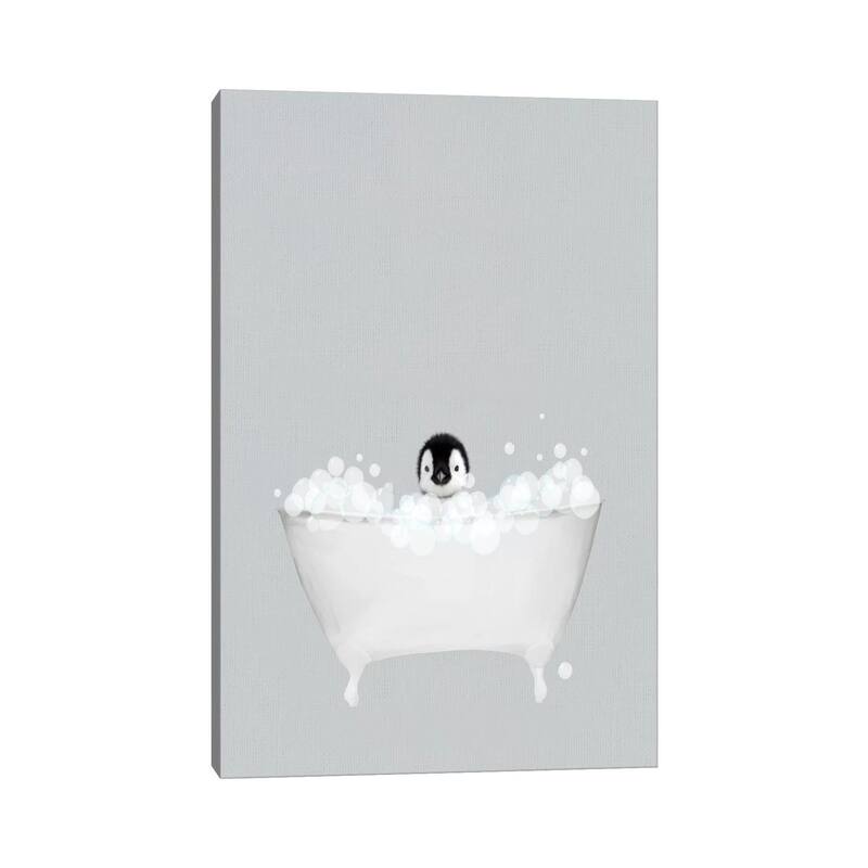 iCanvas "Penguin Blue Bath" by Leah Straatsma Canvas Print