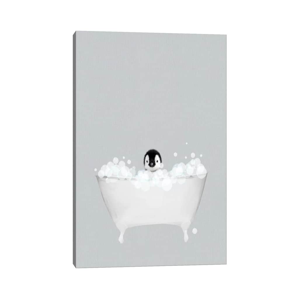 iCanvas "Penguin Blue Bath" by Leah Straatsma Canvas Print