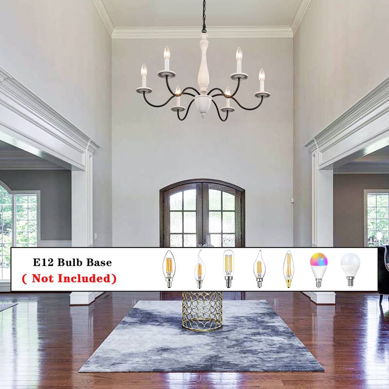 6-Light Rustic Farmhouse Chandelier Light for Bedroom Foyer Living Room