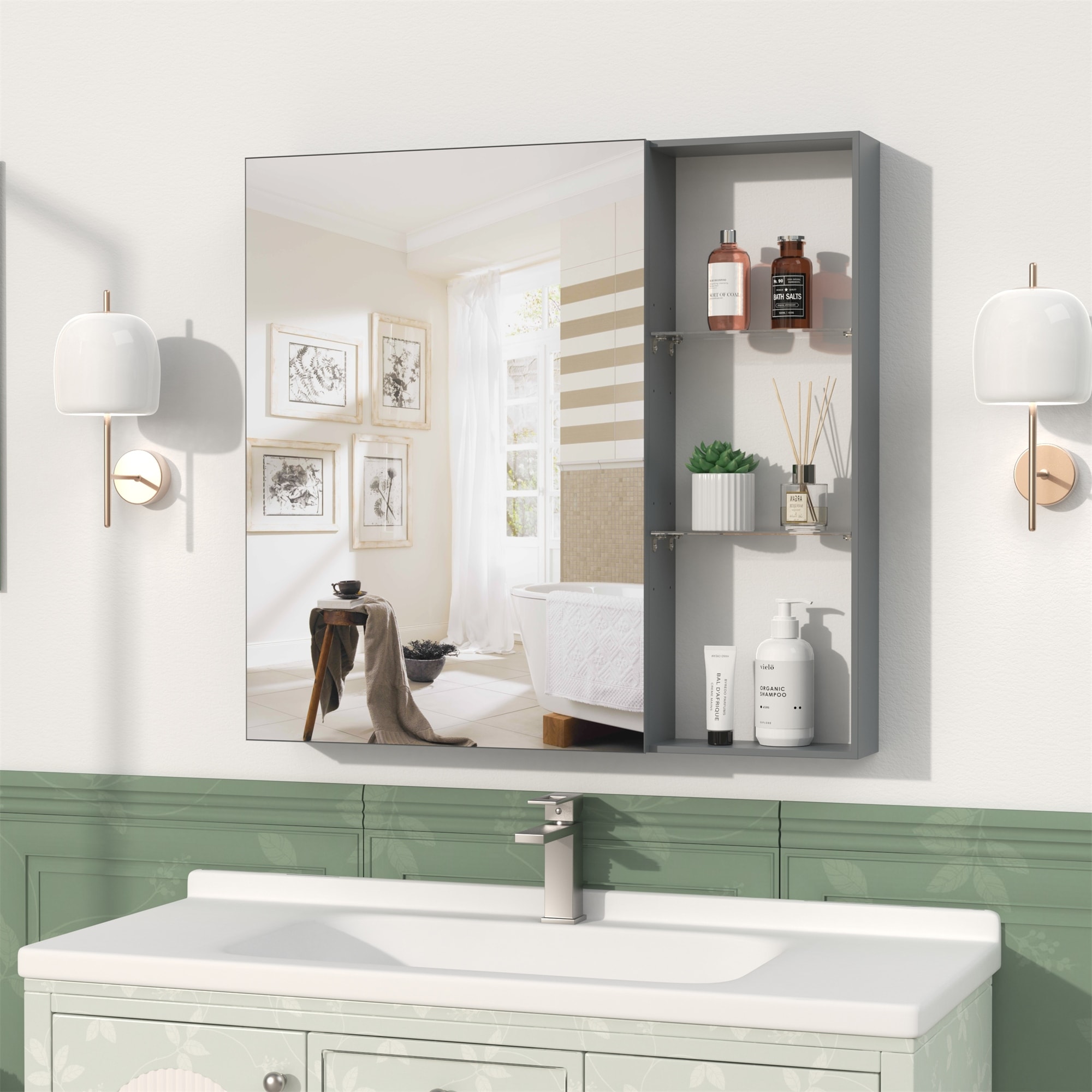 Medicine Cabinet with Mirror and Storage, Adjustable Shelves