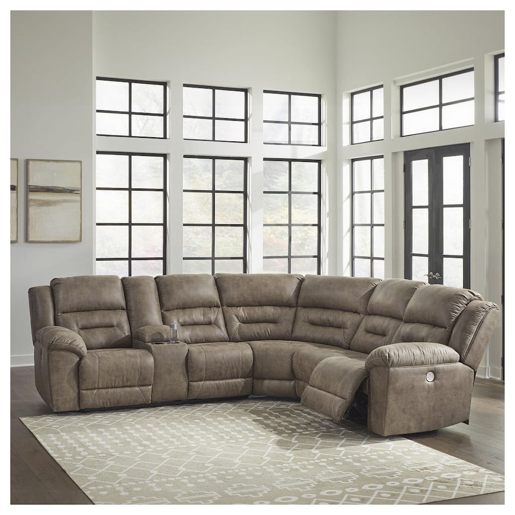 Signature Design by Ashley Ravenel Brown 3-Piece Power Reclining Sectional - 106"W x 93"D x 43"H