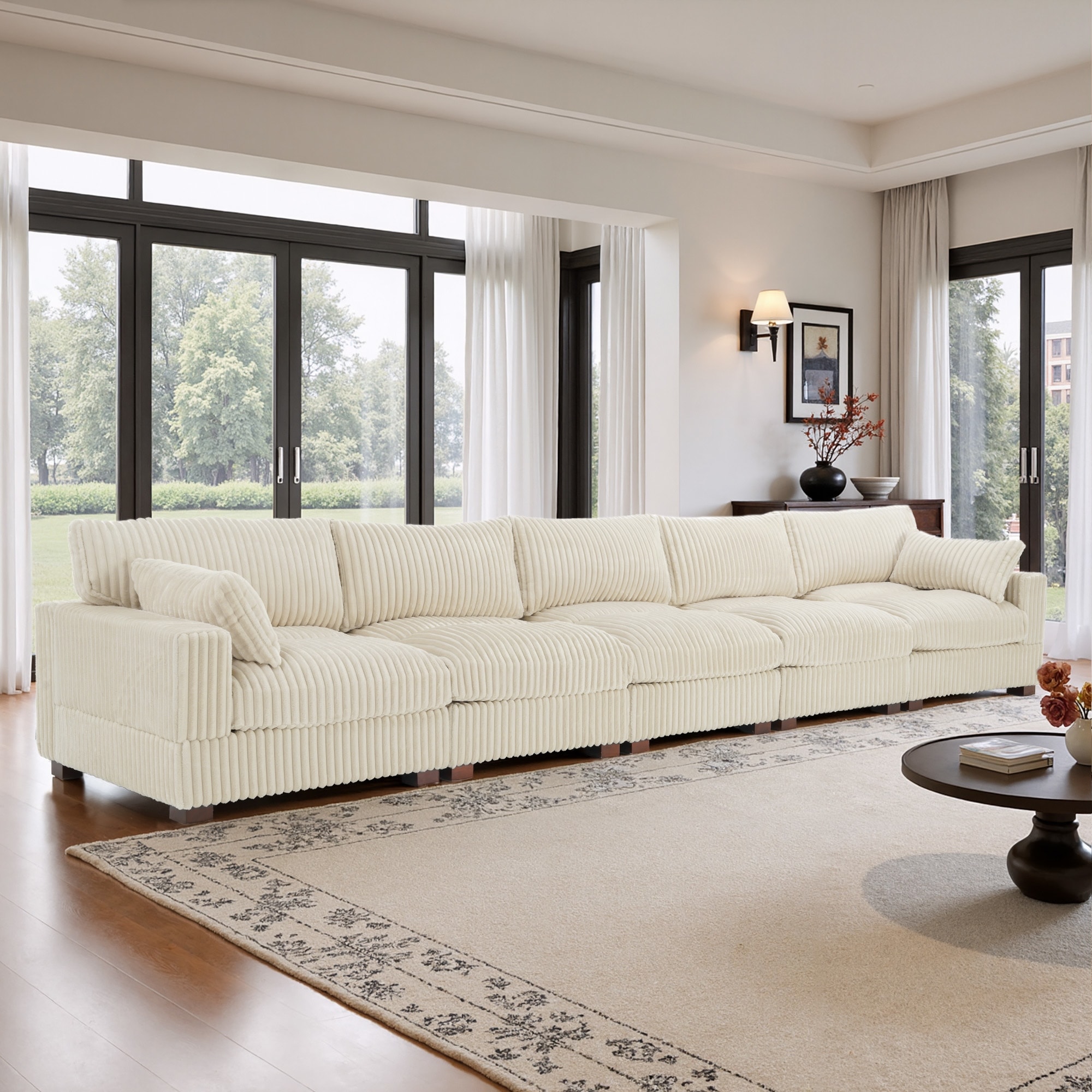 5-Piece Oversized Cotton Flannel Modular Sectional Sofa for Living Room