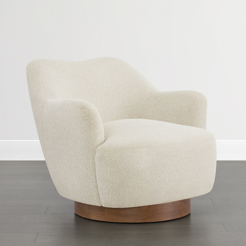 Spruce & Spring Modern Upholstered Swivel Accent Chair with Wood Base
