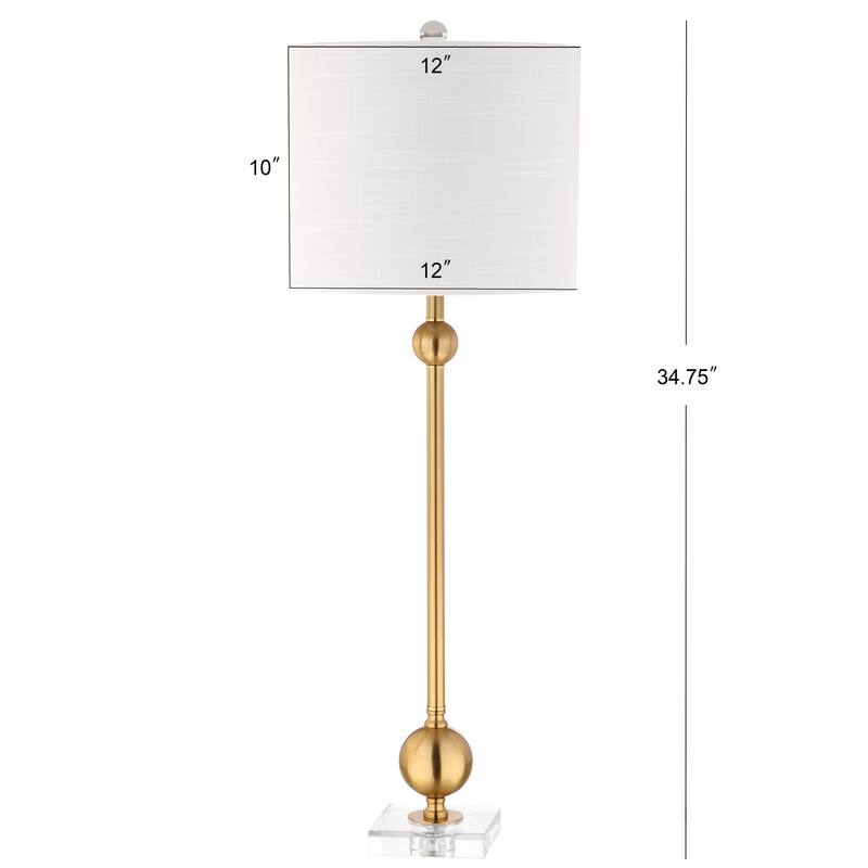 Aria 34" Metal LED Table Lamp, Brass with Crystal Base (Set of 2) by JONATHAN Y
