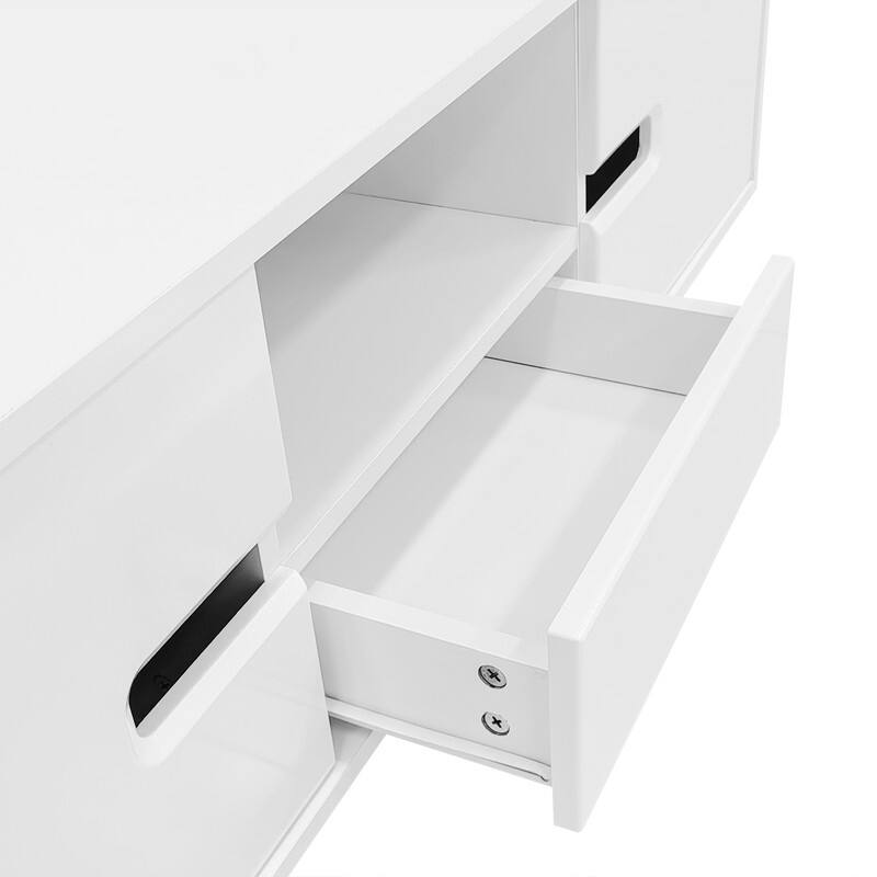 Modern High Glossy Rectangle Coffee Table, Stylish Center Table with Storage Space, Accent Furniture with 16 Color LED Lights