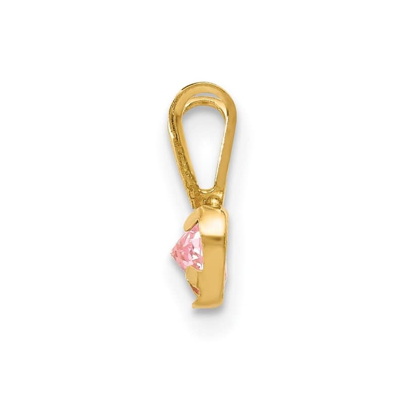Curata 14k Yellow Gold Polished Pink Cubic Zirconia Heart Pendant
