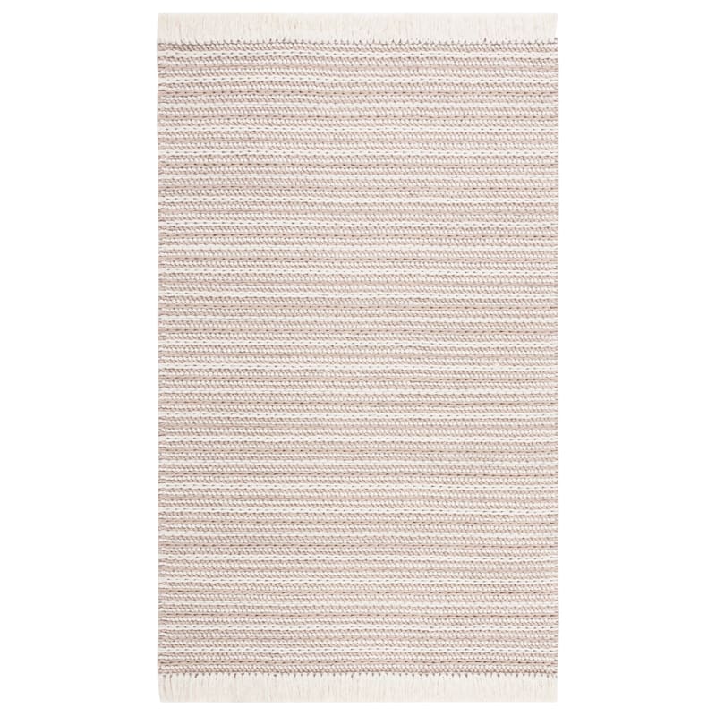 SAFAVIEH Handmade Natura Minne Fringe Wool Rug - 6' x 9' - Taupe/Ivory