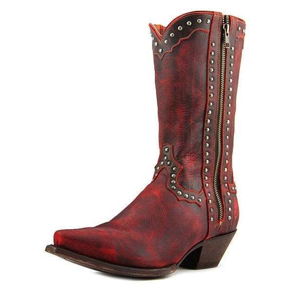 Dan Post Studded Cowgirl Women Square Toe Leather Red Western Boot