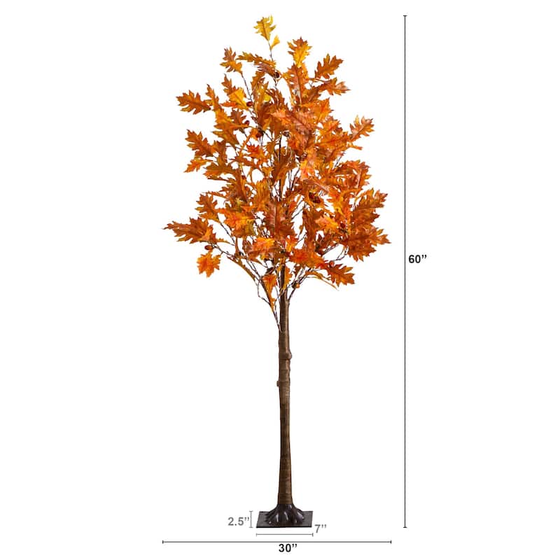 Pre-Lit Maple Autumn Artificial Fall Tree - 5' - Warm White LED Lights