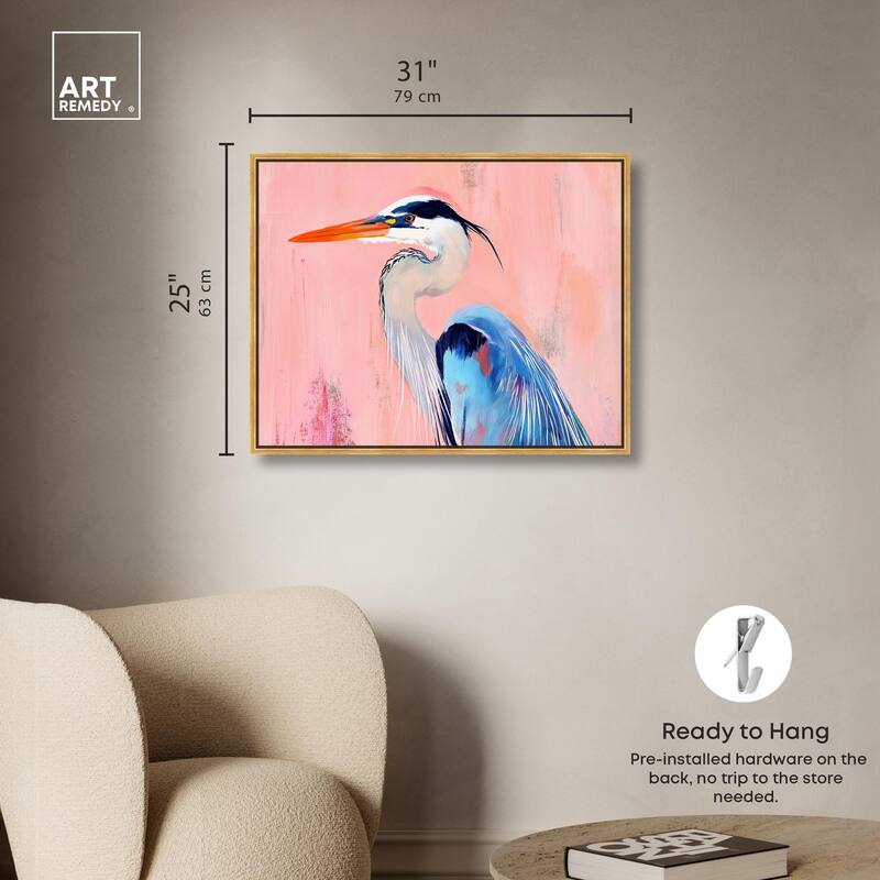 Rosy Dawn Heron Canvas by Art Remedy