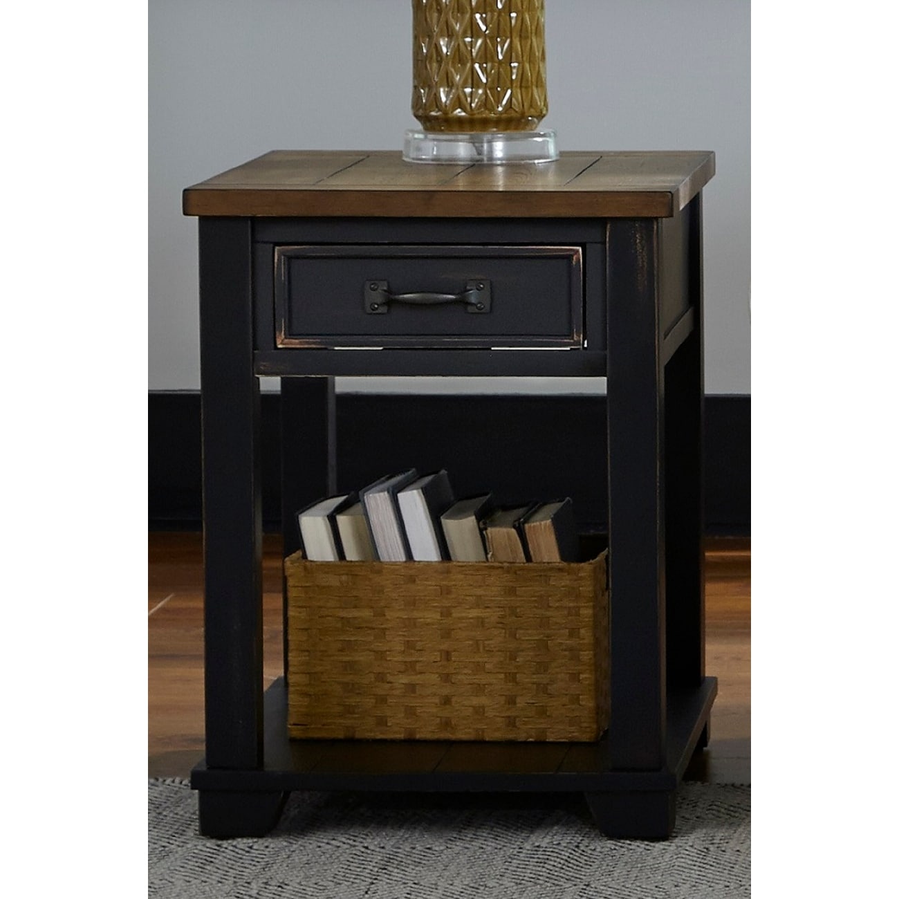 solid wood rectangular end table