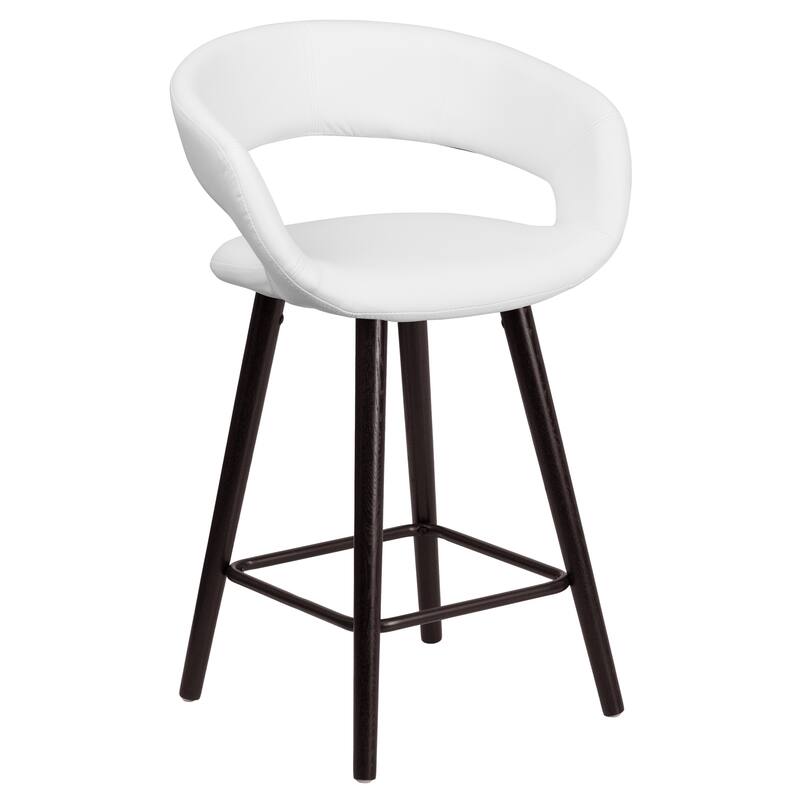 2 Pk. 24'' High Contemporary Vinyl Stool with Wood Frame - 22"W x 19"D x 33.25"H - 22"W x 19"D x 33.25"H