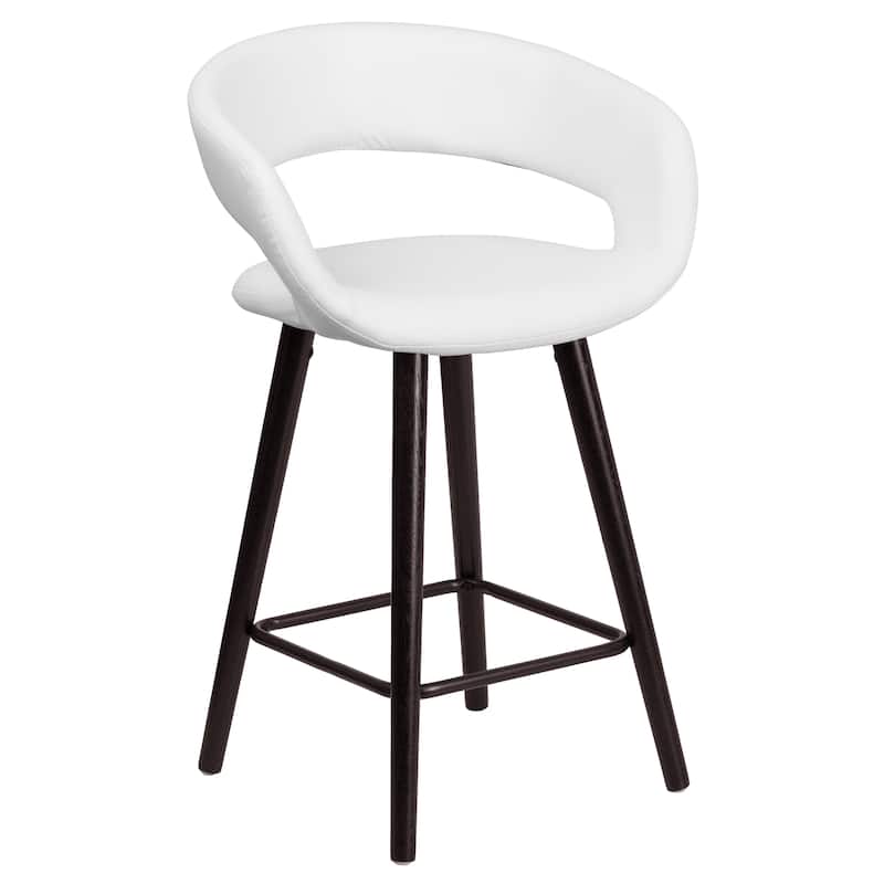 Contemporary Rounded Back Counter Height Stool with Wood Frame - 22"W x 19"D x 33.25"H