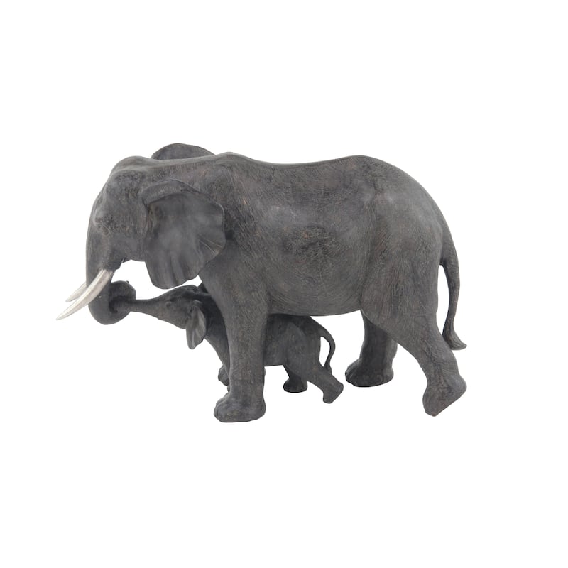 Gray Polystone Elephant Decorative Sculpture