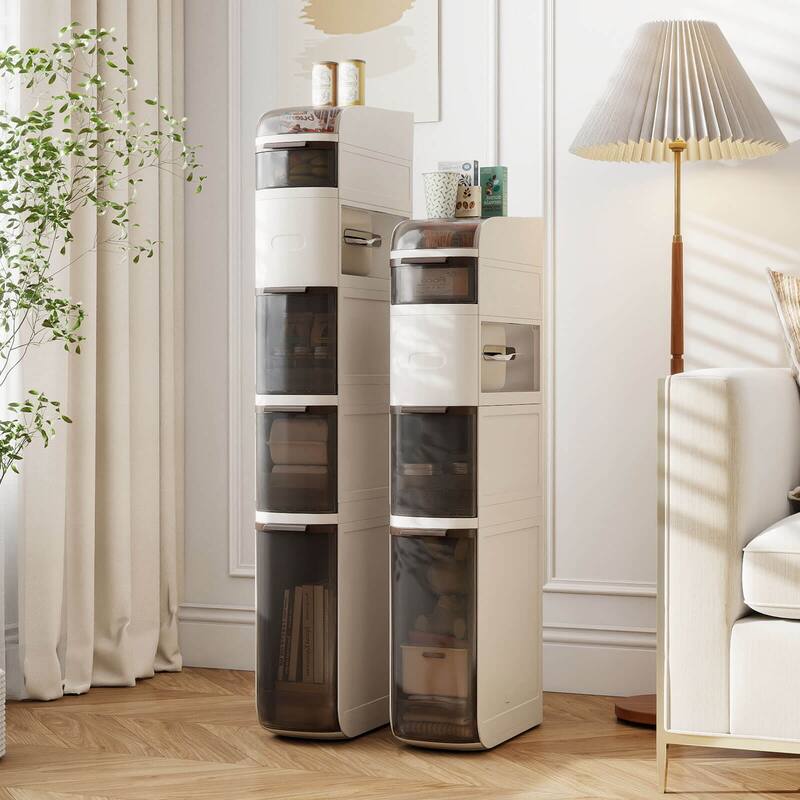 Costway 6-Tier Narrow Bathroom Storage Cabinet with Drawers Tissue Box - See Details