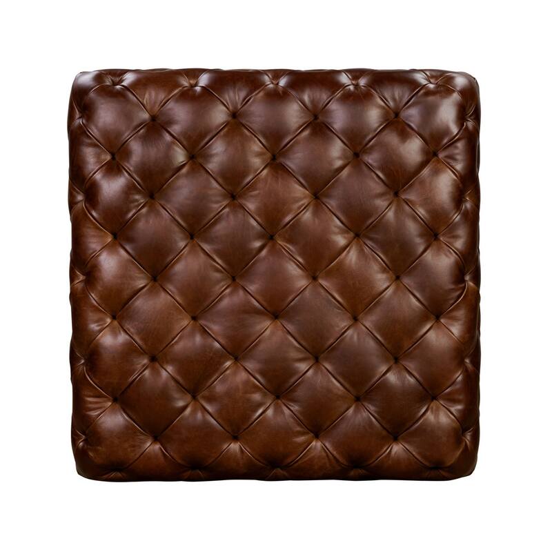 Poly & Bark Turin Leather Ottoman in Cognac Tan