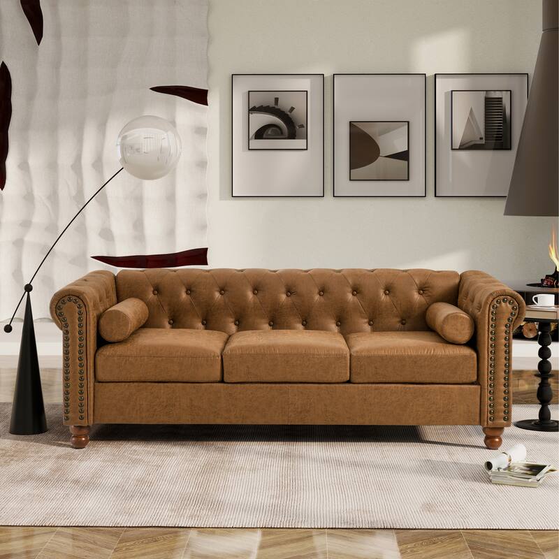 Chesterfield Tufted Fabric Sofa with High-Tech Surface for Modern Comfort