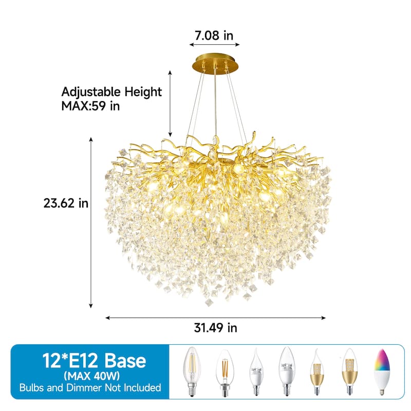 Modern High-End Romantic Golden Branch-Shaped Ceiling Lamp Suitable For Dining Room And Living Room