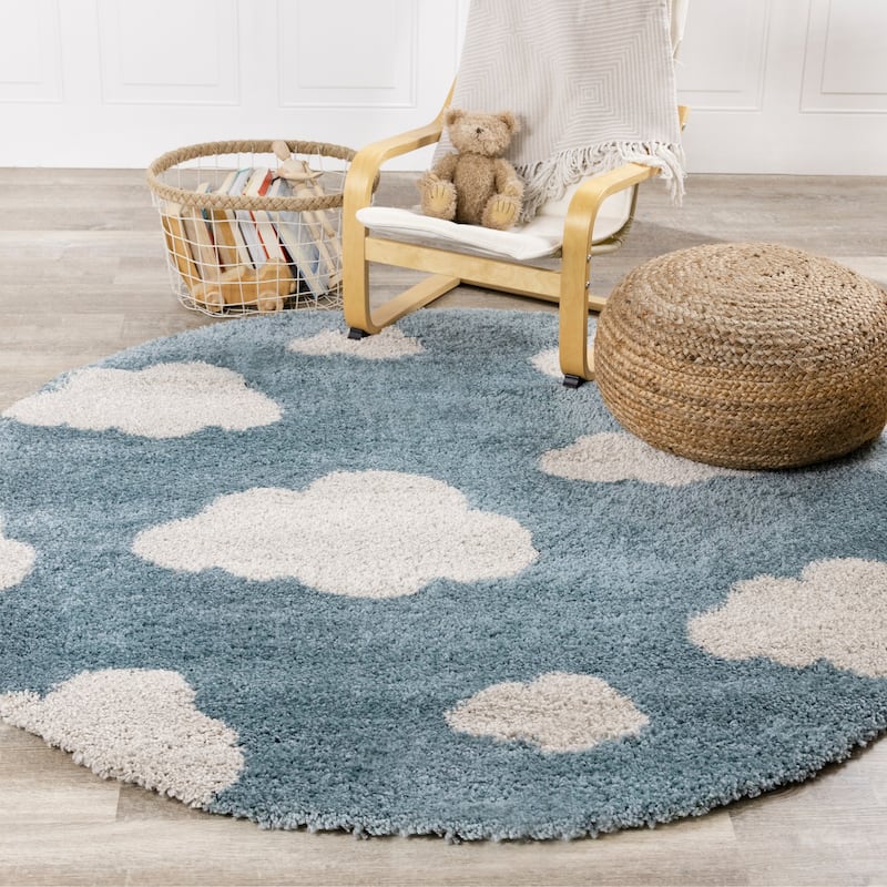 Kids Collection - Blue/Cream Clouds Area Rug