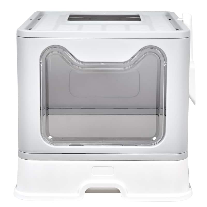 Foldable Cat Litter Box with Lid Large Top Entry Cat Toilet