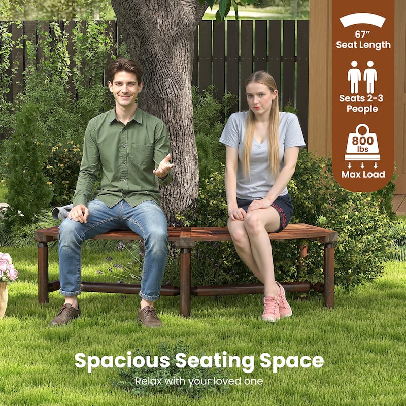 Gymax Patio Curved Bench for 2-3 People Outdoor Loveseat for Backyard