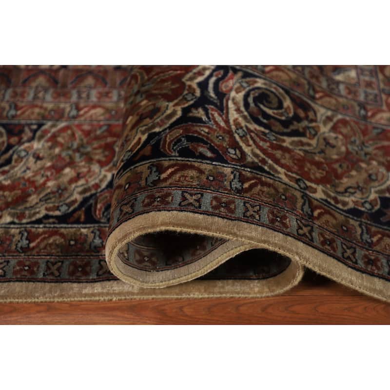 Navy Blue Agra Indian Area Rug Handmade Wool Carpet - 8'0"x 10'1"