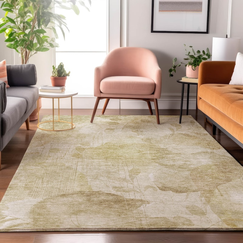 Premium Washable Super Soft Modern Floral Mayfield Rug - Beige - 9' x 12' - Rectangle