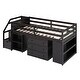 preview thumbnail 4 of 7, Espresso Twin Size Wooden Loft Bed with Retractable Writing Desk and 3 Drawers, Storage Stairs and Shelves