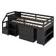 preview thumbnail 36 of 87, Pine Wood Bed Low Loft Bed with Retractable Writing Desk, 3 Drawers
