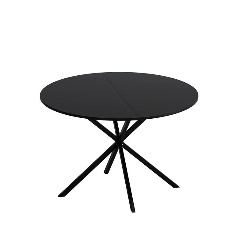 47.24" Round Dining Table with Removable Top and Iron Cross Leg