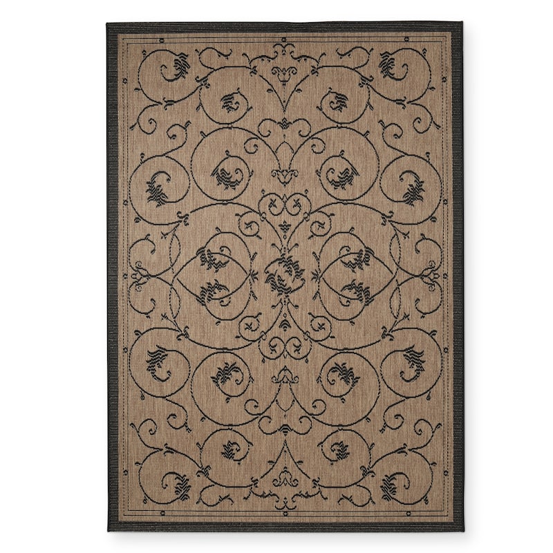 Dream Decor Rugs Pergola Savannah Indoor Outdoor Area Rug - 3'9" x 5'5" - Cocoa Brown/Black