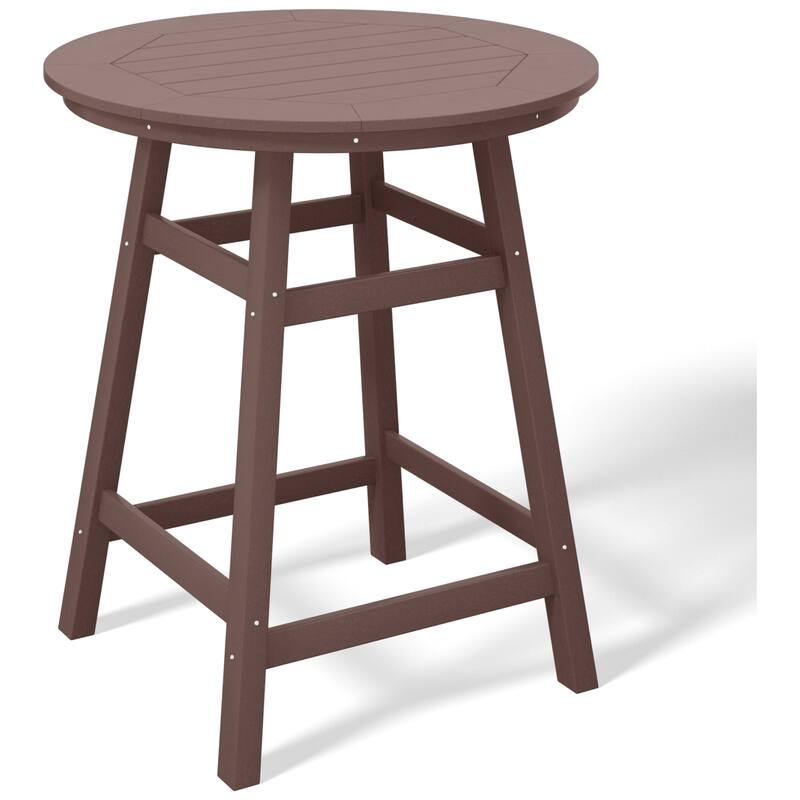 Laguna Hdpe All Weather Outdoor Patio 35" Round Counter Table - Dark Brown