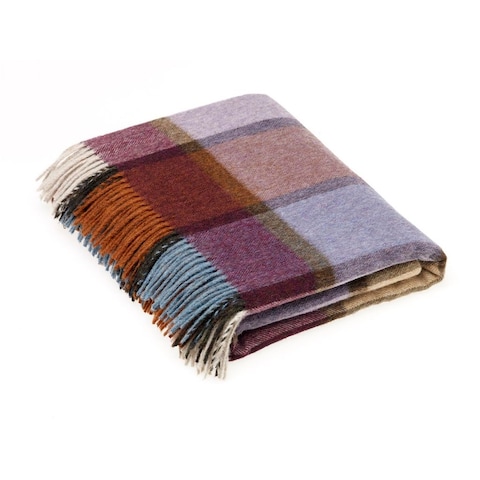 Merino Lambswool Throw Blanket - Pateley Damson - Made in England