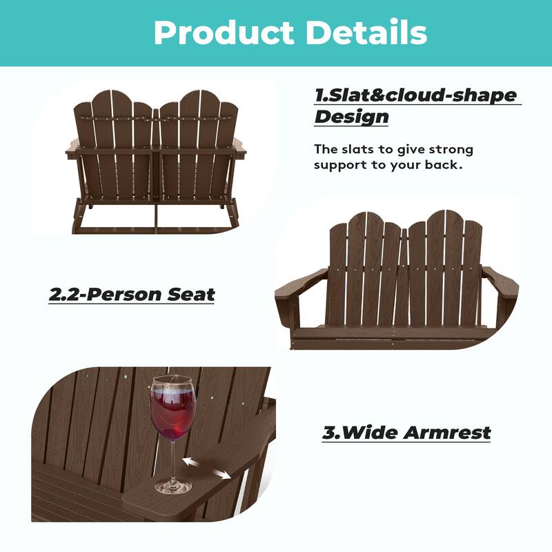 Outdoor HDPE Foldable Patio Loveseat